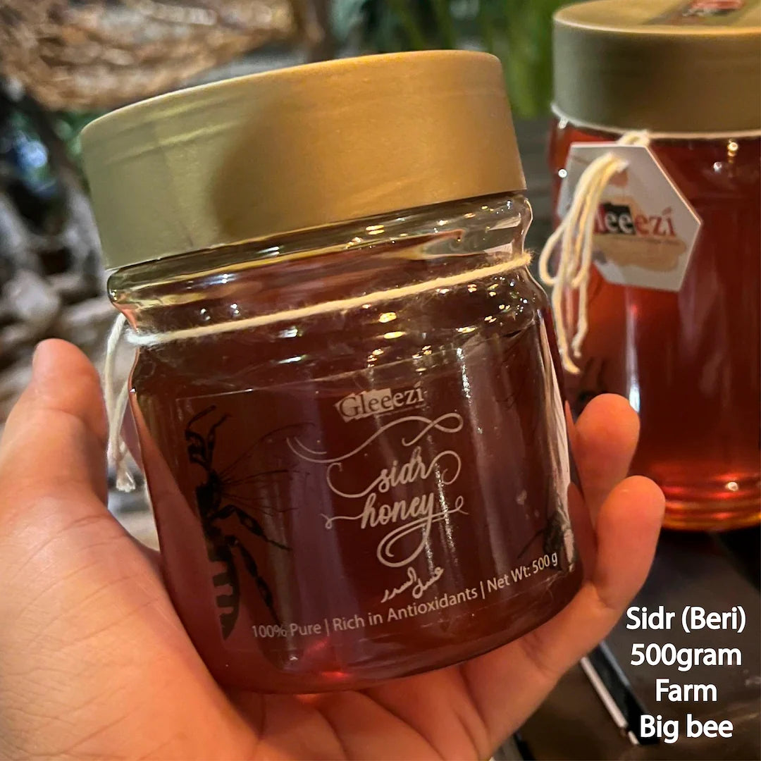 500gram Jar of sidr honey with 'Gleeezi' branding